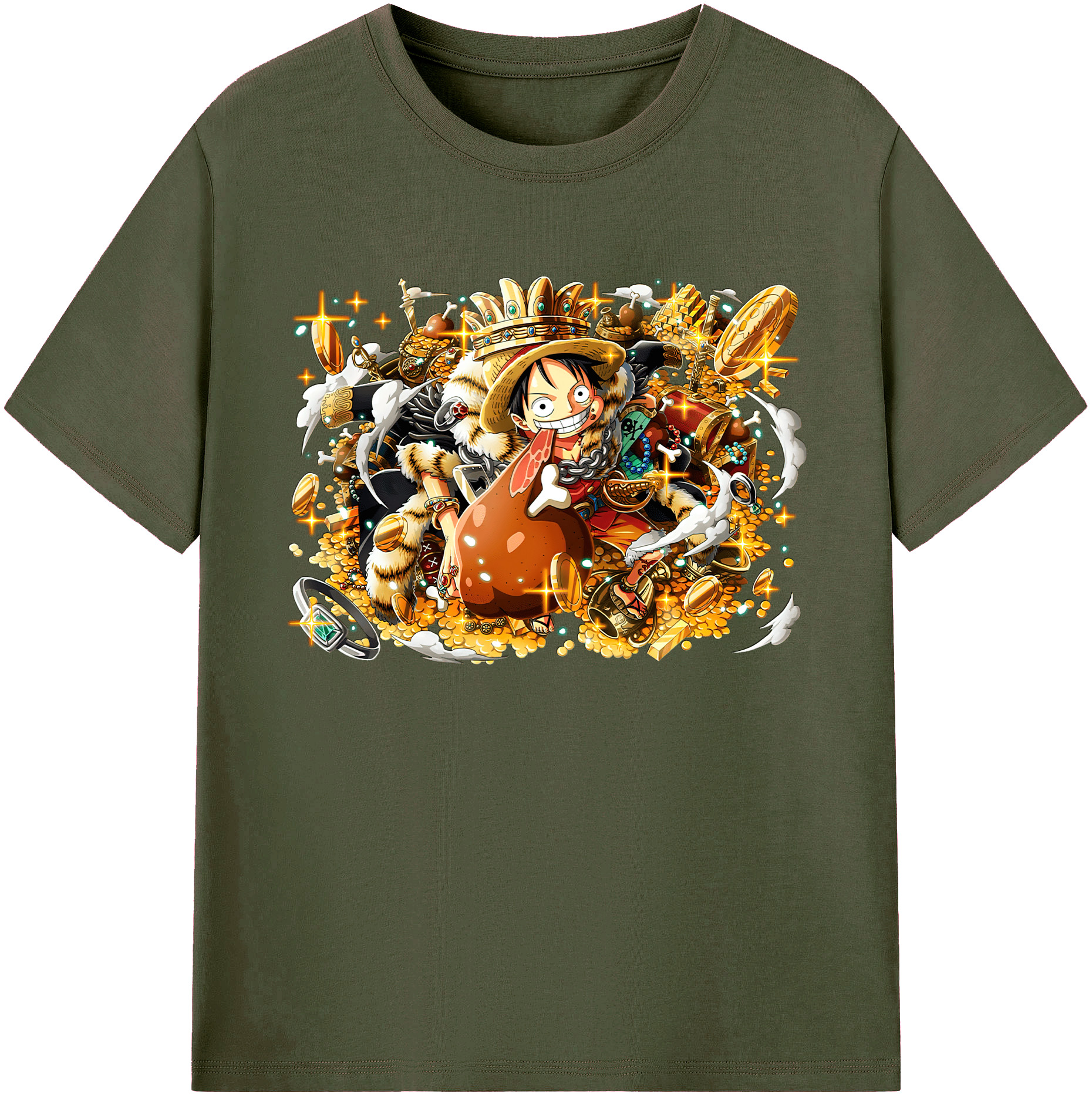 ワンピース モンキー・D・ルフィ ONE PIECE Monkey D. Luffy 綿100％ メンズ半袖Tシャツ｜肌触りやわらか＆通気性